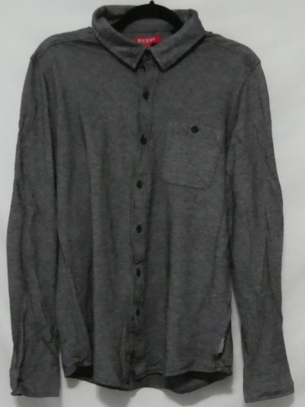 GUESS LOS ANGELES Men's Long Sleeve Knit Button Up Shirt Grey - Size Large